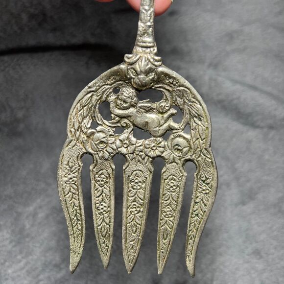 UGO BELLINI fork spoon set cherub lions silver plate vintage - Picture 6 of 11